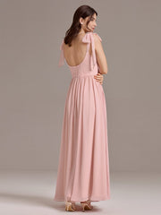 Romantic Chiffon Sweetheart A-Line Bow Tie Backless Bridesmaid Dress