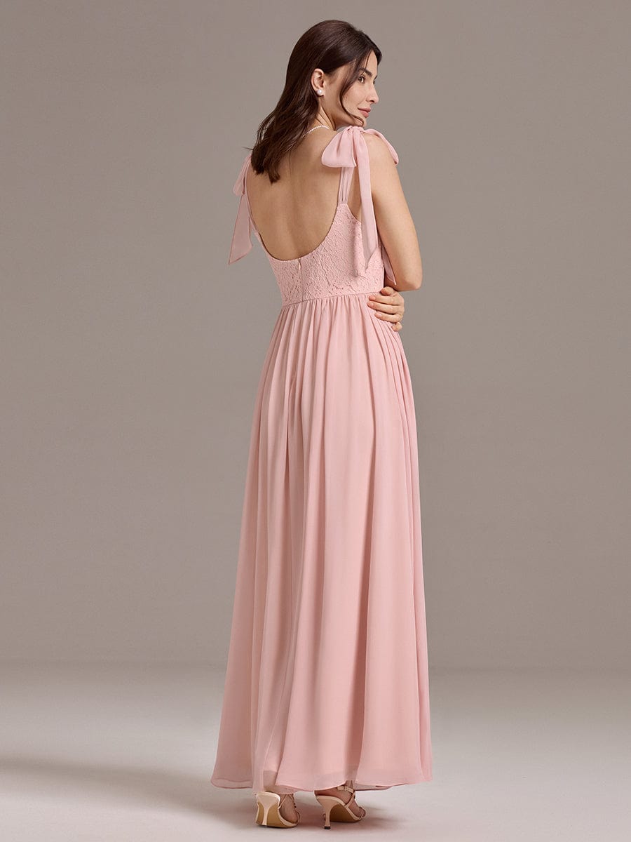 Romantic Chiffon Sweetheart A-Line Bow Tie Backless Bridesmaid Dress