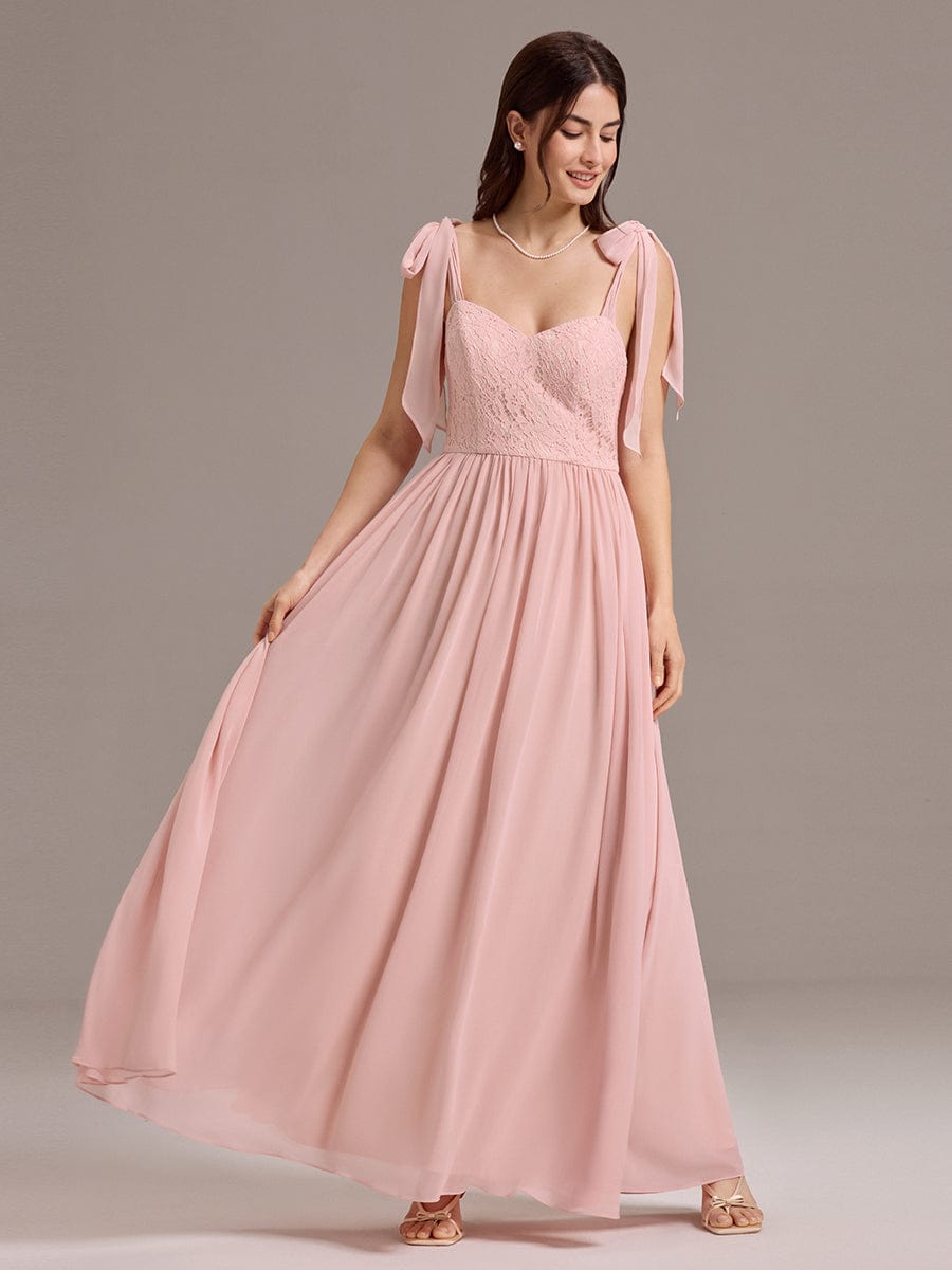 Romantic Chiffon Sweetheart A-Line Bow Tie Backless Bridesmaid Dress