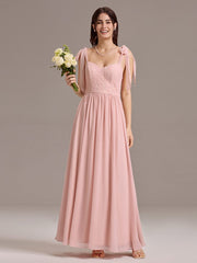 Romantic Chiffon Sweetheart A-Line Bow Tie Backless Bridesmaid Dress