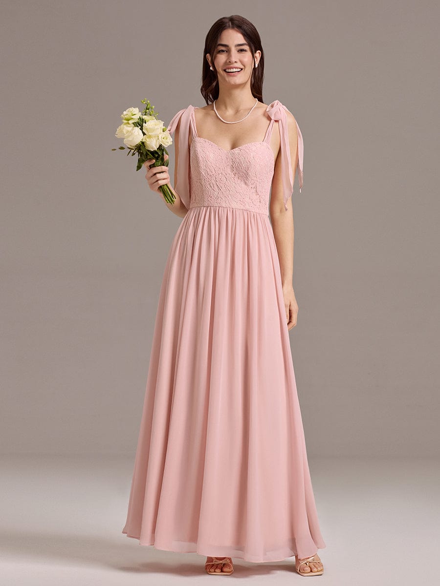 Romantic Chiffon Sweetheart A-Line Bow Tie Backless Bridesmaid Dress