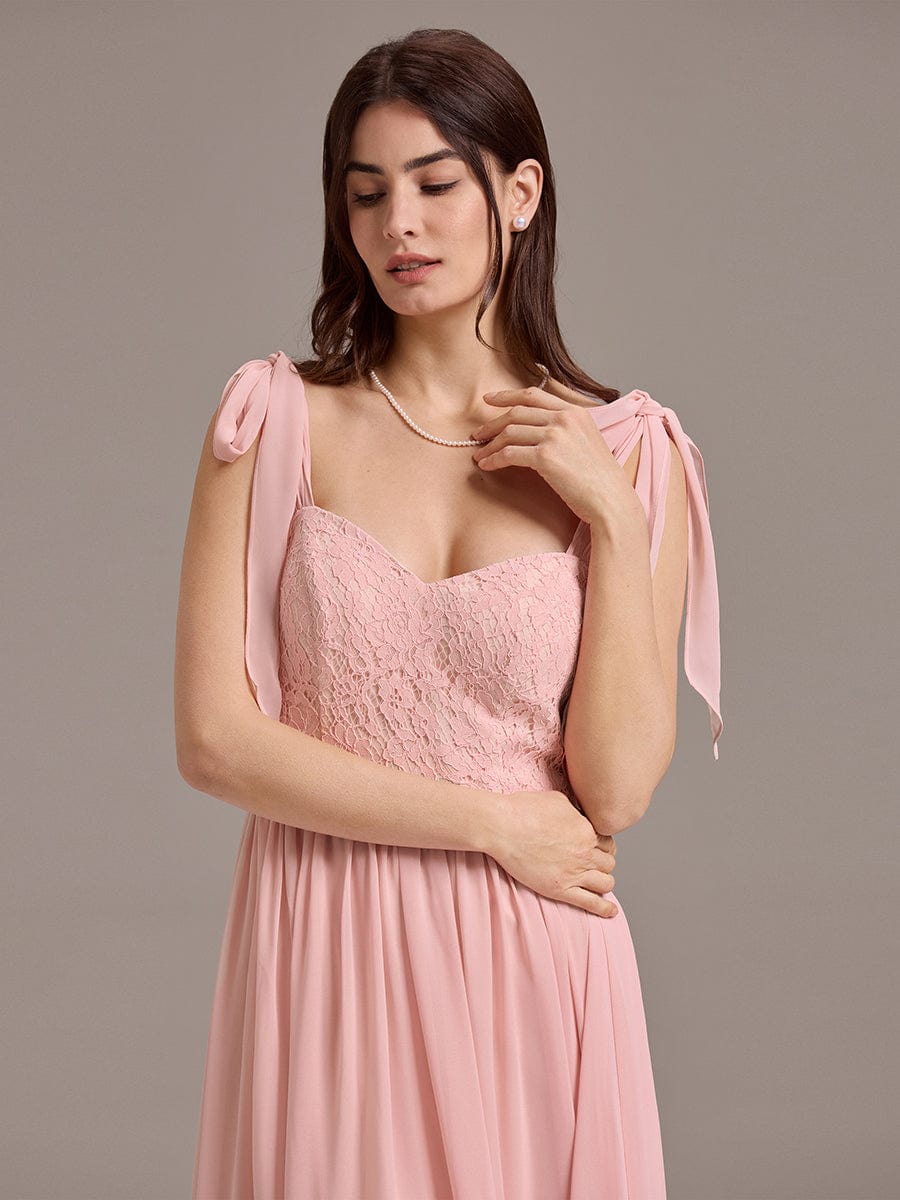 Romantic Chiffon Sweetheart A-Line Bow Tie Backless Bridesmaid Dress