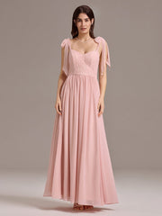 Romantic Chiffon Sweetheart A-Line Bow Tie Backless Bridesmaid Dress