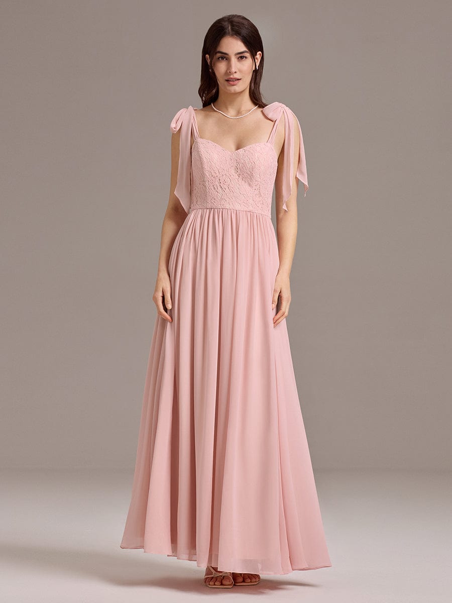 Romantic Chiffon Sweetheart A-Line Bow Tie Backless Bridesmaid Dress