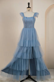 Stunning Sleeveless A-Line Tulle Party Dresses Floor-Length with Slit