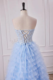 Sweetheart Ruffles A-Line Tulle Formal Dresses with Slit