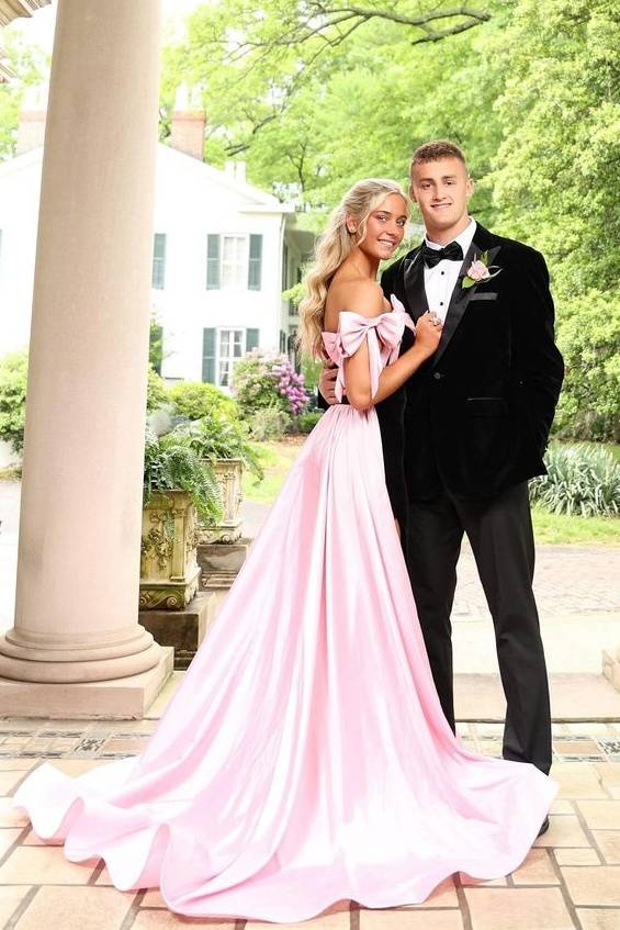 Off-The-Shoulder Mermaid Velvet Satin Prom Dresses with Slit