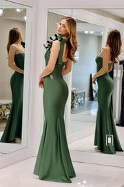 Trendy One-Shoulder Mermaid Satin Prom Evening Dresses