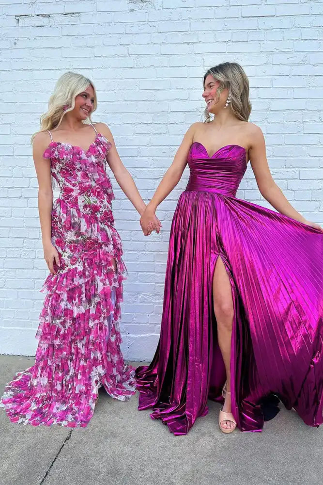 Trendy Strapless Sweetheart Long Split Front Party Dresses