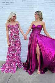Trendy Strapless Sweetheart Long Split Front Party Dresses