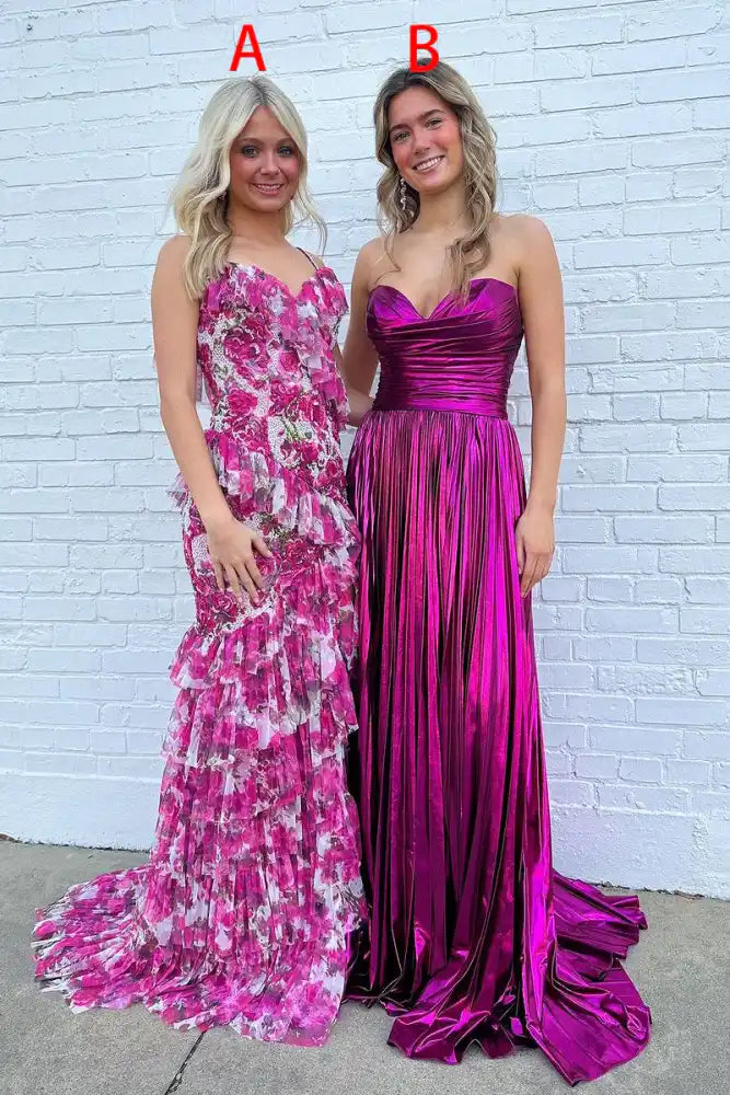 Trendy Strapless Sweetheart Long Split Front Party Dresses