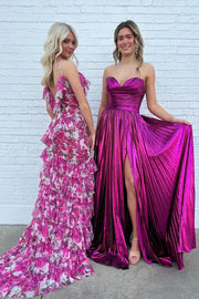 Trendy Strapless Sweetheart Long Split Front Party Dresses