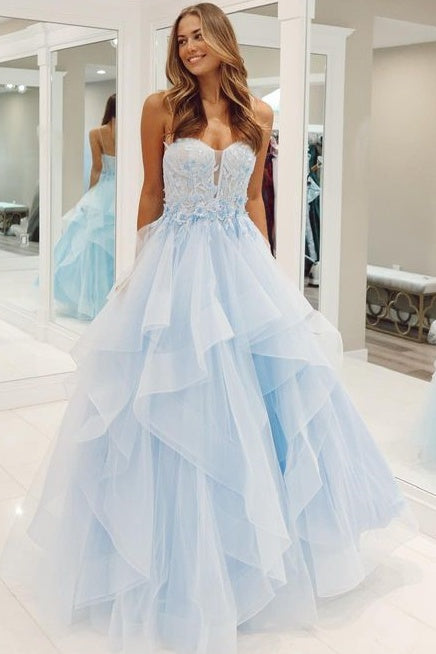 Trendy Floor-Length V-Neck Spaghetti Straps Sleeveless Mermaid Tulle Prom Dresses