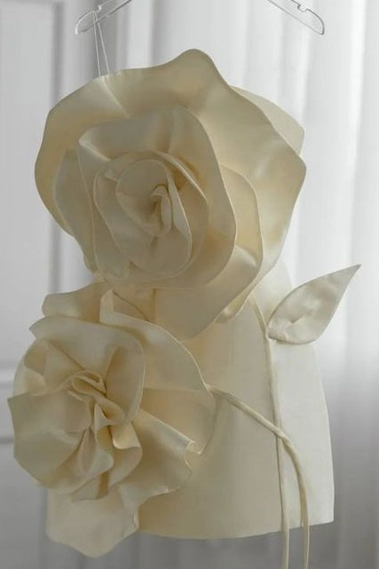 Trendy Short Mermaid Spaghetti Straps Sleeveless Satin Homecoming Dresses with Flowers