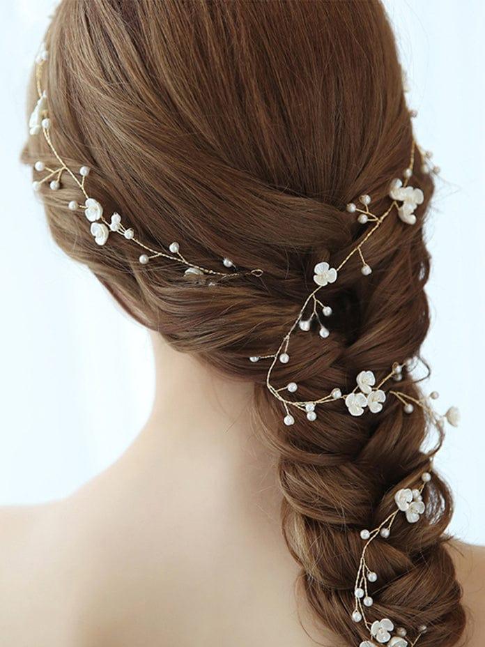 Lovely 1-meter Long Handmade Pearl Braided Headband Accessories