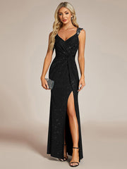 Beautiful V-Neck Mermaid V-Neck Sleeveless Evening Dress with Slit