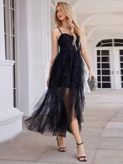 Charming Sweetheart Hi-Lo Tulle Sleeveless Formal Evening Dress