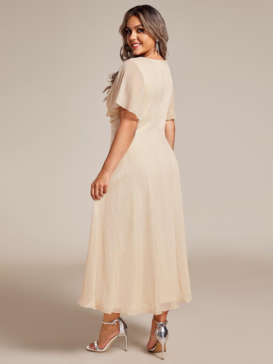 Lovely Plus Size A-Line V-Neck Wedding Guest Dress with Sleeves