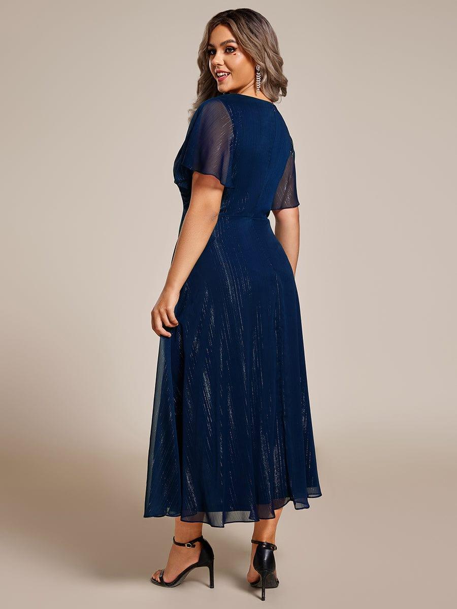 Lovely Plus Size A-Line V-Neck Wedding Guest Dress with Sleeves