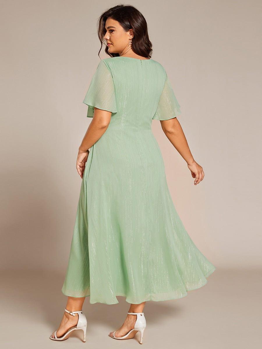 Lovely Plus Size A-Line V-Neck Wedding Guest Dress with Sleeves