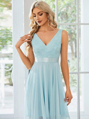 Charming Asymmetrical A-Line V-Neck Lace Dress
