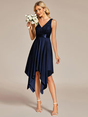 Charming Asymmetrical A-Line V-Neck Lace Dress