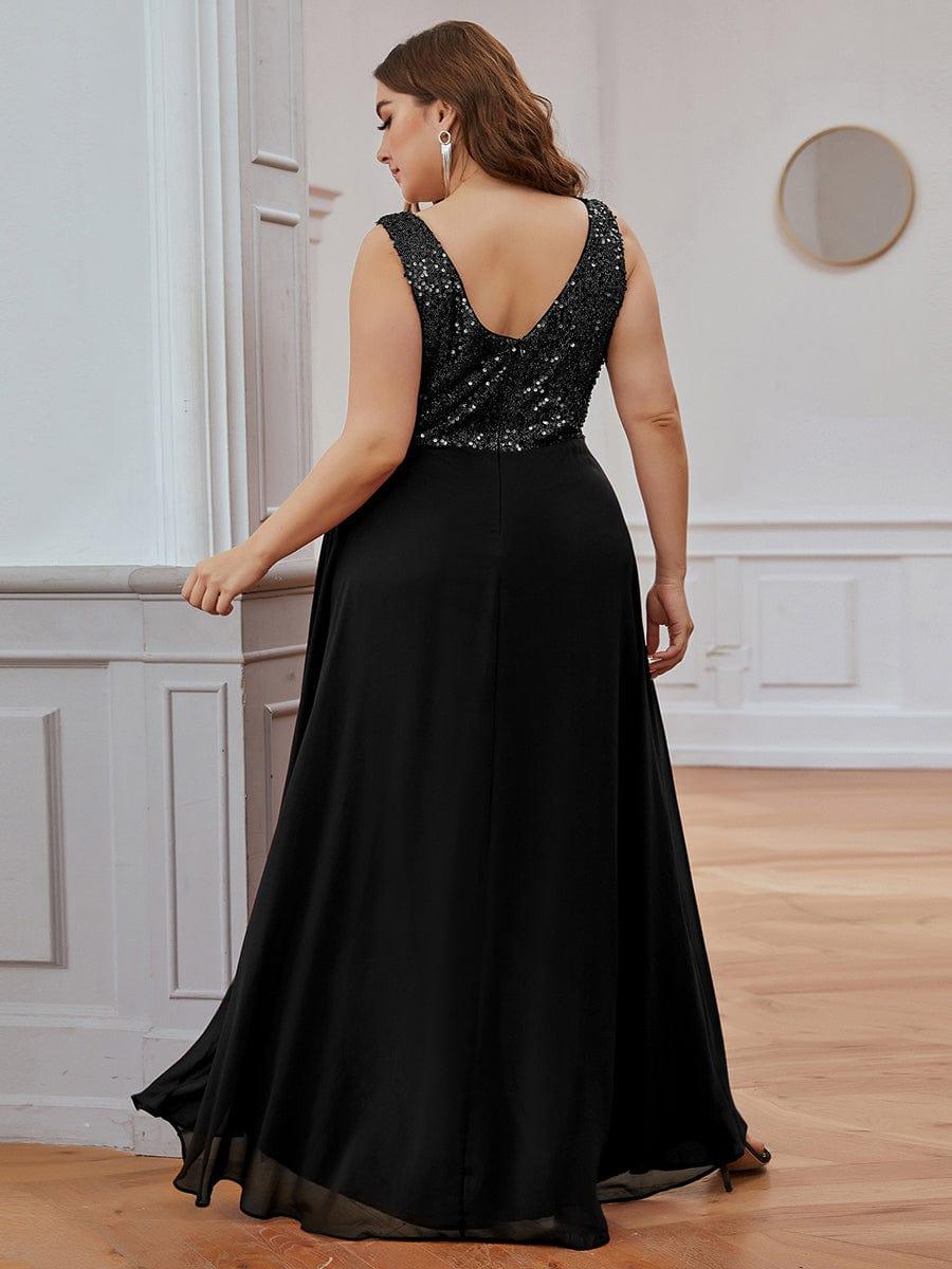 Chic Plus Size Chiffon V-Neck Sleeveless Formal Evening Dresses