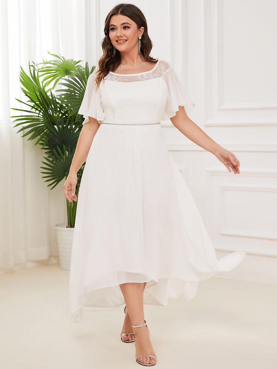 Charming Plus Size Scoop Neck Formal Dress with Sleeves