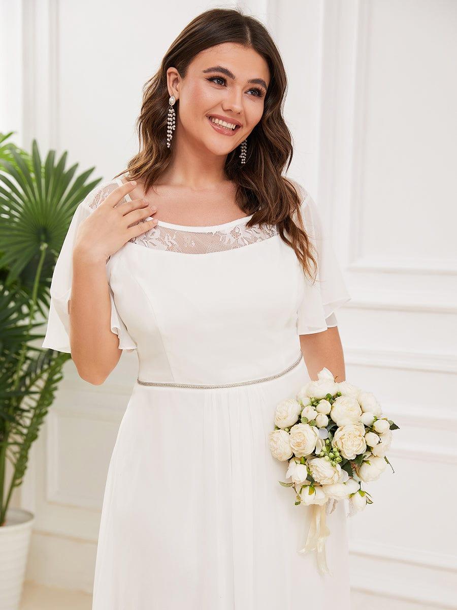 Charming Plus Size Scoop Neck Formal Dress with Sleeves