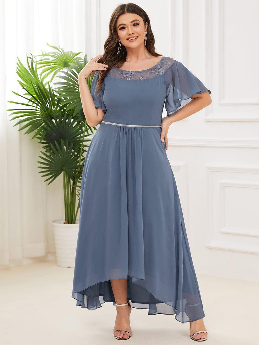 Charming Plus Size Scoop Neck Formal Dress with Sleeves