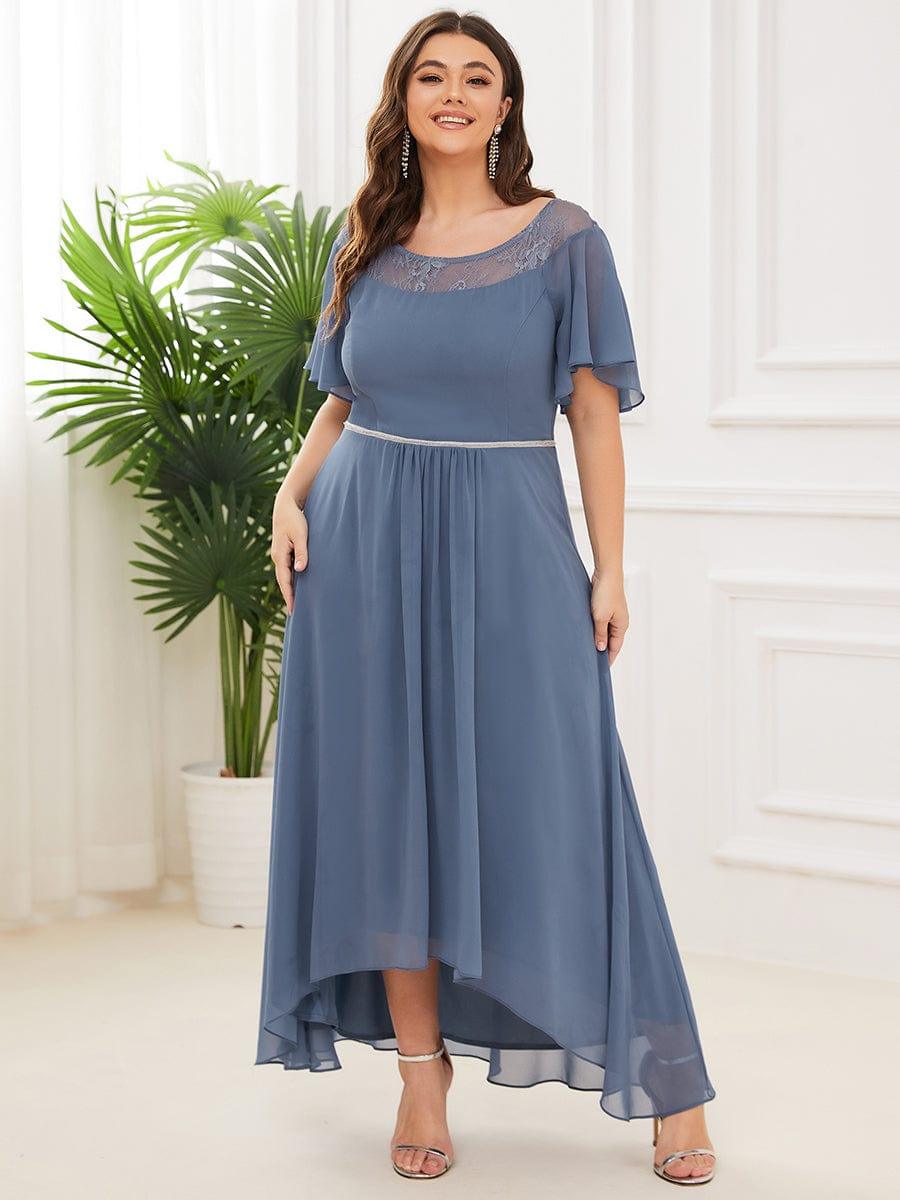 Charming Plus Size Scoop Neck Formal Dress with Sleeves