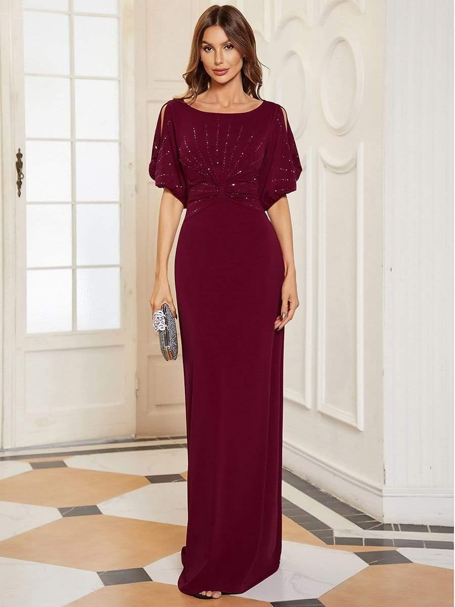 Dreamy Sheath Floor-Length Wedding Guest Dress with Sleeves