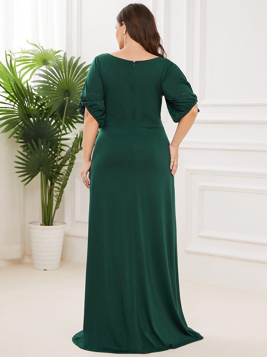 Stylish Plus Size Maxi Mermaid Wedding Guest Dress with Short Sleeves