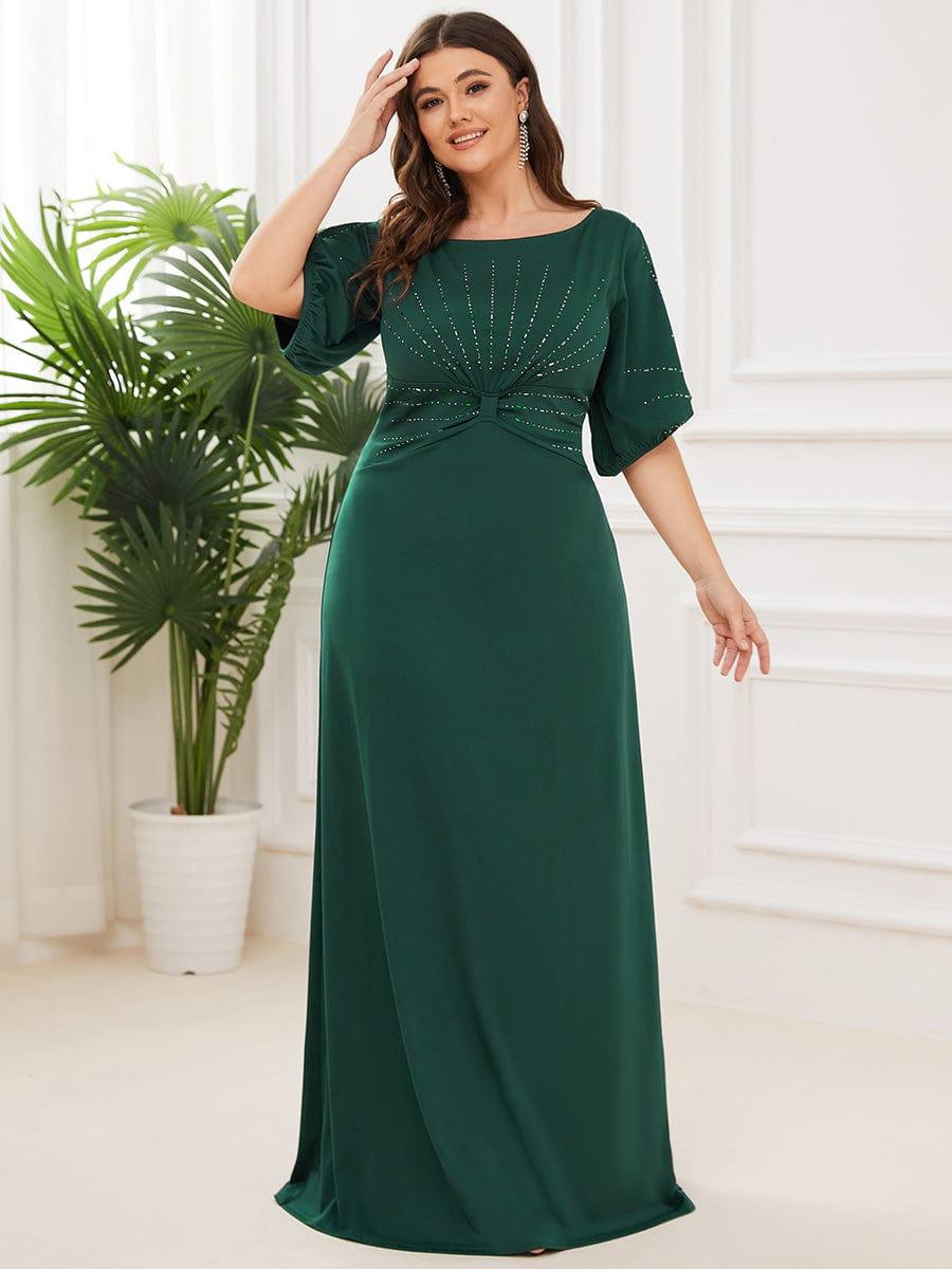 Stylish Plus Size Maxi Mermaid Wedding Guest Dress with Short Sleeves