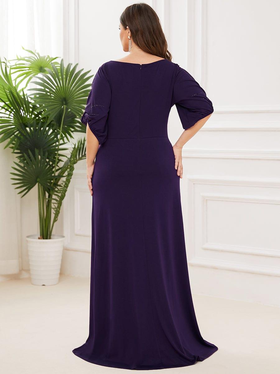 Stylish Plus Size Maxi Mermaid Wedding Guest Dress with Short Sleeves