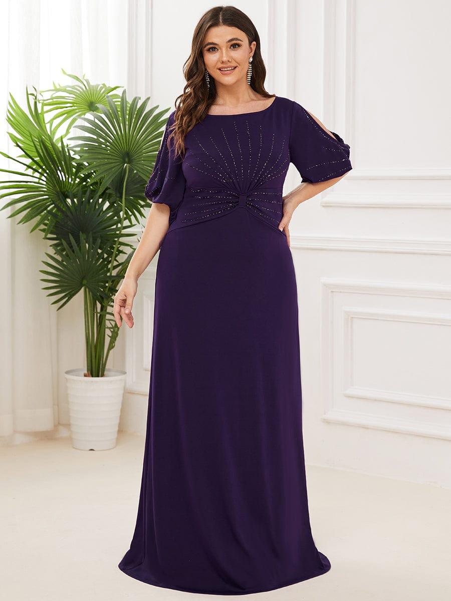 Stylish Plus Size Maxi Mermaid Wedding Guest Dress with Short Sleeves