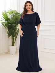 Dreamy Sheath Floor-Length Wedding Guest Dress with Sleeves