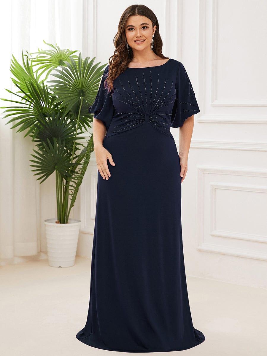 Luxurious Mermaid Jewel Neck Floor-Length Formal Dress with Half Sleeves
