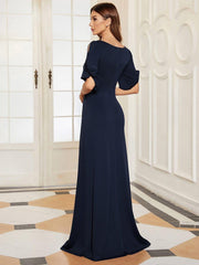 Dreamy Sheath Floor-Length Wedding Guest Dress with Sleeves