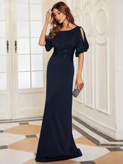 Dreamy Sheath Floor-Length Wedding Guest Dress with Sleeves