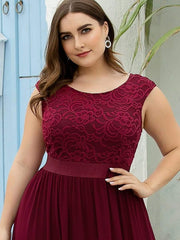 Classic Sleeveless A-Line Lace Bodice Bridesmaid Dress with Open Back