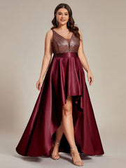 Deluxe Hi-Lo Sleeveless Sequin Plus Size Dresses