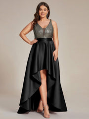 Deluxe Hi-Lo Sleeveless Sequin Plus Size Dresses