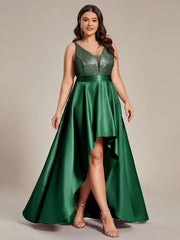 Deluxe Hi-Lo Sleeveless Sequin Plus Size Dresses