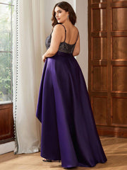 Deluxe Hi-Lo Sleeveless Sequin Plus Size Dresses