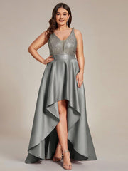Deluxe Hi-Lo Sleeveless Sequin Plus Size Dresses