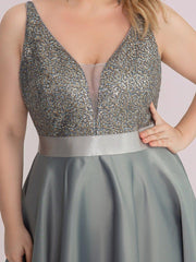 Deluxe Hi-Lo Sleeveless Sequin Plus Size Dresses