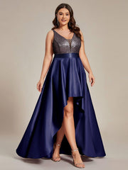 Deluxe Hi-Lo Sleeveless Sequin Plus Size Dresses