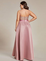 Deluxe Hi-Lo Sleeveless Sequin Plus Size Dresses