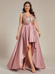 Deluxe Hi-Lo Sleeveless Sequin Plus Size Dresses